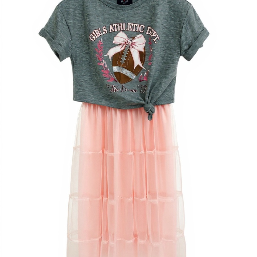 Charming Pink and Grayβ Kids Casual Dress